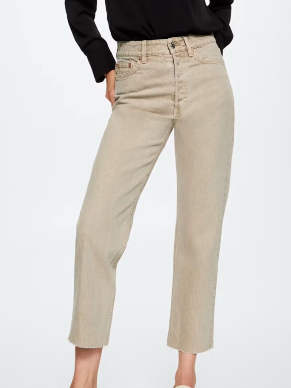 Mango high-waist cropped straight jeans